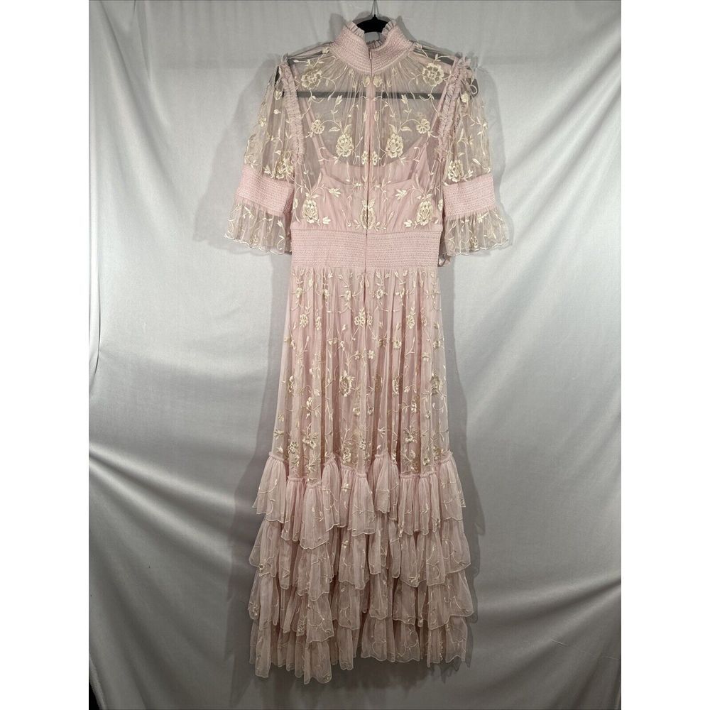 NEW MAC DUGGAL [ 6‎ ] 8005 Embroidered Floral Tiered Smock Neck Gown Rose Pink - Picture 14 of 16